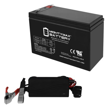 MIGHTY MAX BATTERY 12V 8 AH SLA Replaces RB12V6 With 12V 1 AMP CHARGER MAX3464755